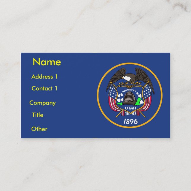 Tarjeta de visita con bandera de Utah U.S.A. (Anverso)