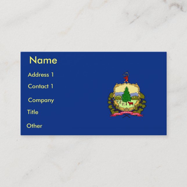 Tarjeta de visita con bandera de Vermont U.S.A. (Anverso)