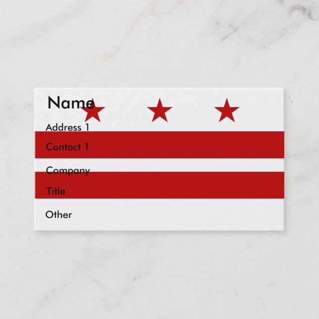 Tarjeta de visita con bandera de Washington DC EE. (Anverso)
