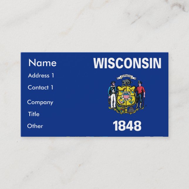 Tarjeta de visita con bandera de Wisconsin U.S.A. (Anverso)