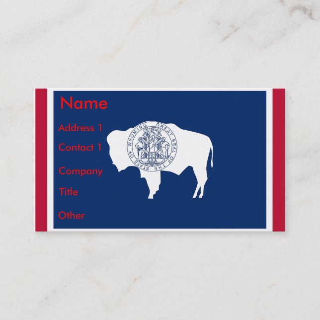 Tarjeta de visita con bandera de Wyoming, EE.UU. (Anverso)
