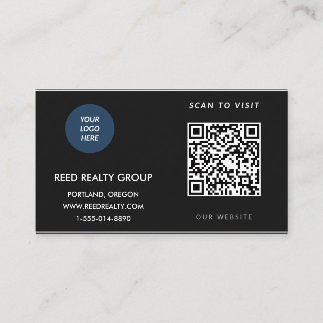 Tarjeta de visita con código QR de logo personaliz (Anverso)