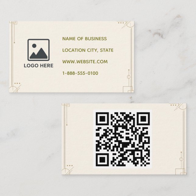 Tarjeta de visita con código QR geométrico minimal (Anverso / Reverso)