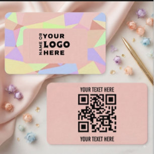Tarjeta de visita con código QR geométrico pastel
