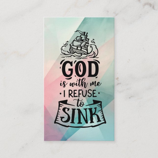 Tarjeta De Visita Con Dios me niego a hundir la oración (Anverso)