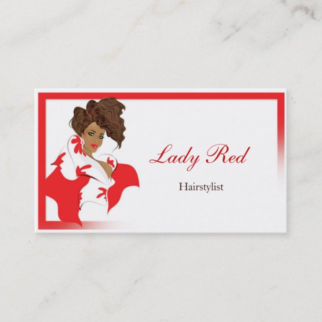 Tarjeta de visita con el ilustracion afro elegante (Anverso)