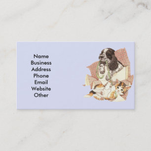 Tarjeta de visita con el perro y el gato