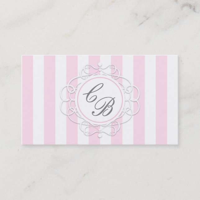 Tarjeta de visita con encanto de Moda rosa y franj (Anverso)