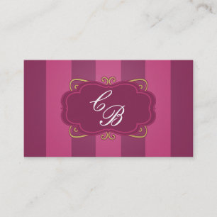 Tarjeta de visita con encanto Purple Striped & Gol