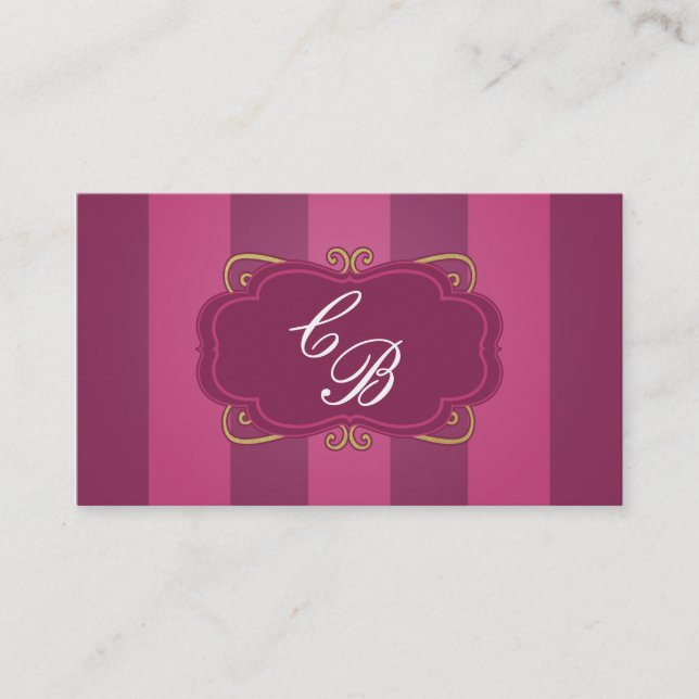 Tarjeta de visita con encanto Purple Striped & Gol (Anverso)