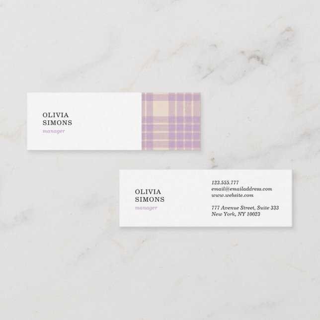 Tarjeta de visita con estampado de gingham (Anverso / Reverso)