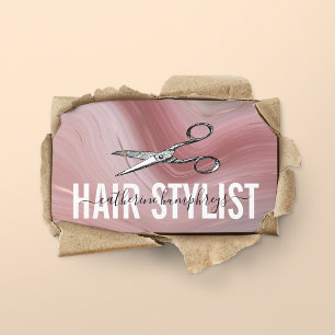 Tarjeta de visita con estilo de cabello rosa