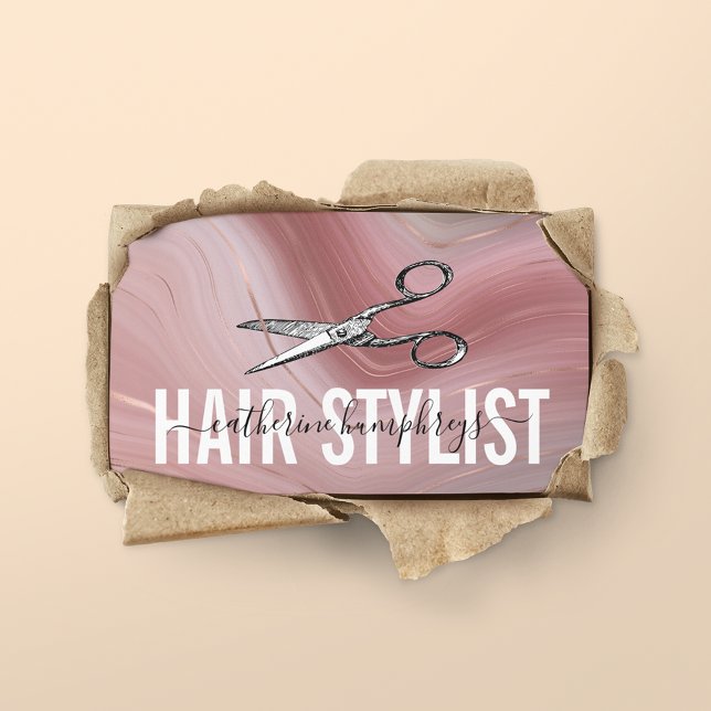 Tarjeta de visita con estilo de cabello rosa (Subido por el creador)