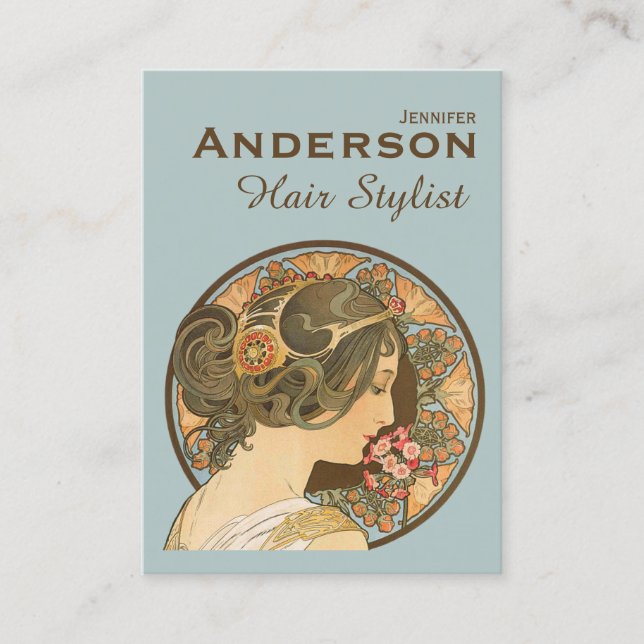 Tarjeta de visita con estilo de flores de cabello  (Anverso)