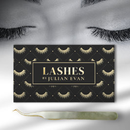 Tarjeta de visita con estilo Luxe Black and Gold L