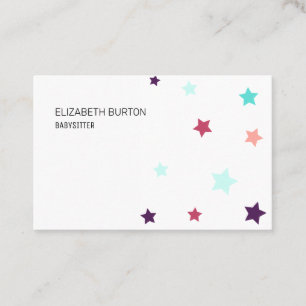 Tarjeta de visita con estrellas de colores.