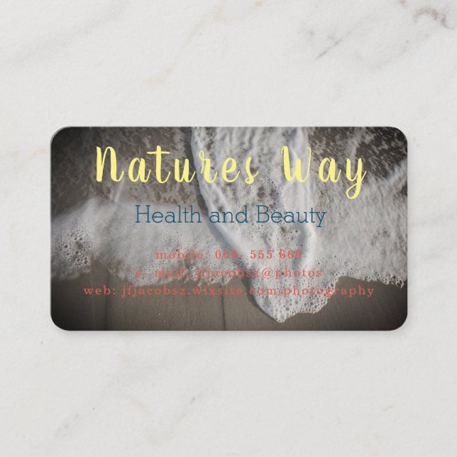 Tarjeta de visita con fondo de arena texturizado (Anverso)