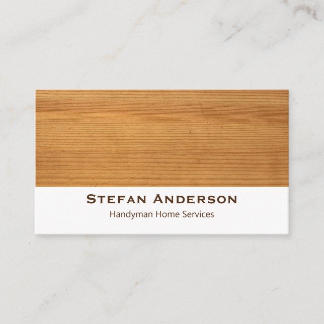 Tarjeta de visita con fondo de madera. (Anverso)