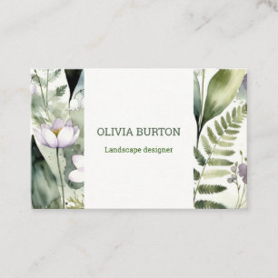 Tarjeta de visita con fondo floral y nombre