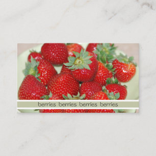 Tarjeta de visita con fotografías de fresa fresca
