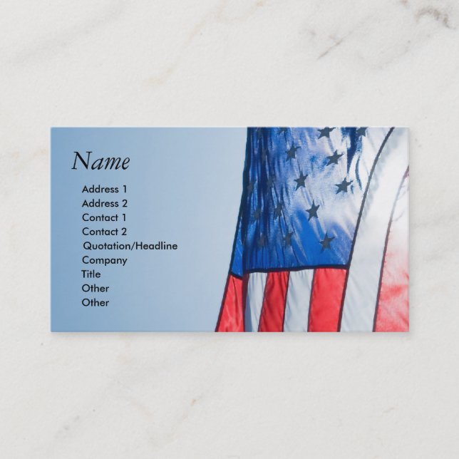 Tarjeta de visita con la bandera americana (Anverso)