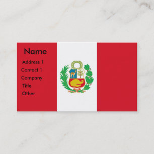 Tarjeta de visita con la bandera de Perú
