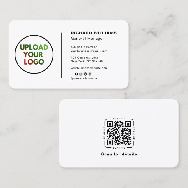 Tarjeta de Visita con Logo Personalizado – Código  (Anverso / Reverso)