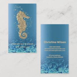 tarjeta de visita con logotipo de caballito de mar