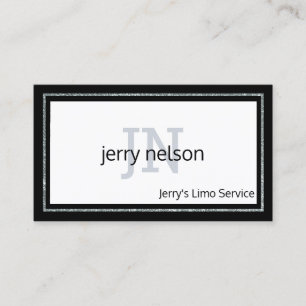 Tarjeta De Visita Con monograma blanco y negro de lujo minimalista