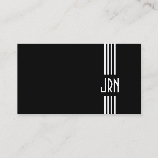 Tarjeta De Visita ~ con monograma del art déco blanco y negro (Anverso)