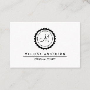 Tarjeta de visita con monograma en estilo sencillo