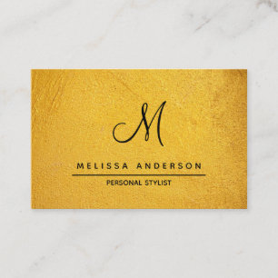 Tarjeta de visita con monograma en estilo simple.