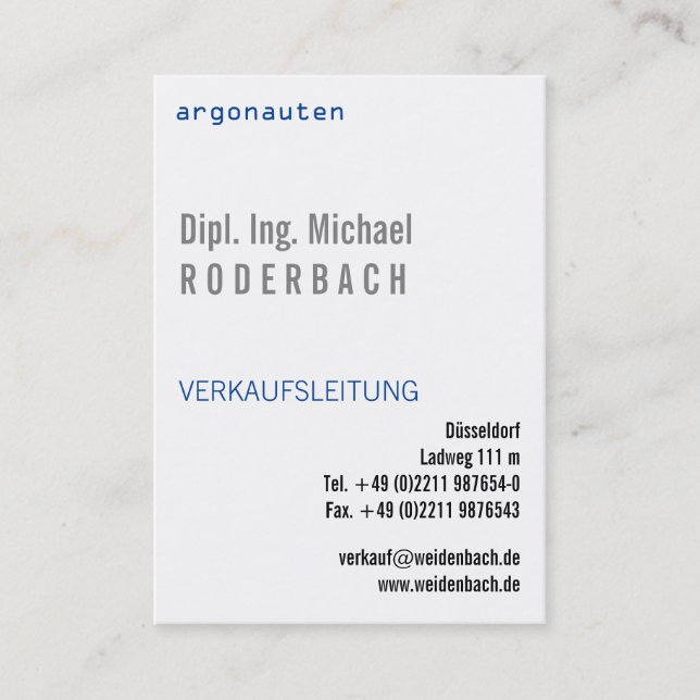 Tarjeta De Visita Con monograma en formato vertical (Anverso)