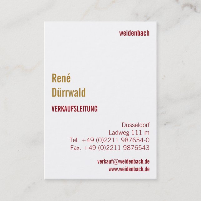 Tarjeta De Visita Con monograma en formato vertical (Anverso)