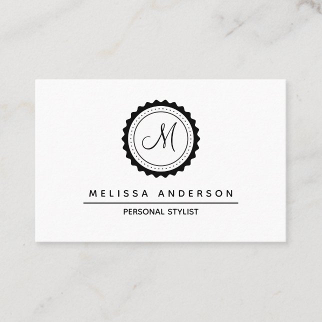 Tarjeta de visita con monograma en un estilo senci (Anverso)