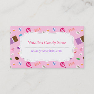 Tarjeta de visita con patrón de dulces rosados