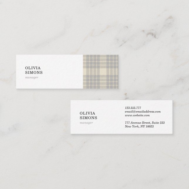 Tarjeta de visita con patrón de gingham (Anverso / Reverso)