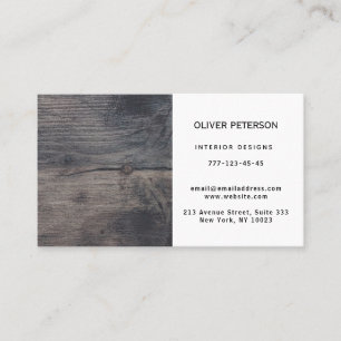 Tarjeta de visita con textura de madera.