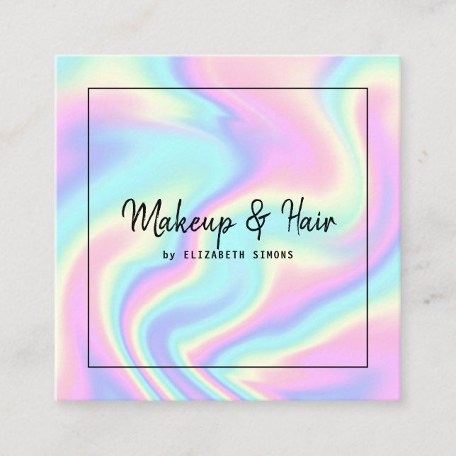 Tarjeta de visita con textura holográfica. (Anverso)