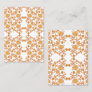 Tarjeta De Visita con un tapiz elegante Naranja y floral blanca