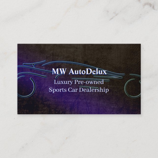 Tarjeta De Visita Concesión de coche de los deportes, cuero-mirada, (Anverso)