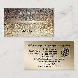 Tarjeta De Visita Concesionario de automóviles Código QR Classy Gold