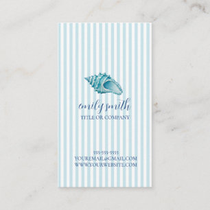 Tarjeta De Visita Concha de caracol de mar Franja azul costera