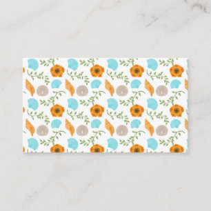 Tarjeta De Visita Conchas Caracol Marino Flor Naranja Hojas Verdes