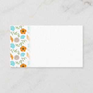 Tarjeta De Visita Conchas Marinas Azules Caracol de Mar Flor Naranja