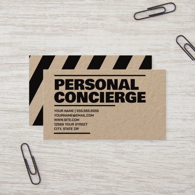 Tarjeta De Visita Concierge personal Kraft (Anverso/Reverso In Situ)