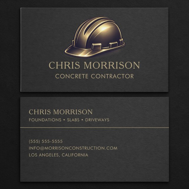 Tarjeta De Visita Concrete Contractor Hard Hat Professional (Subido por el creador)