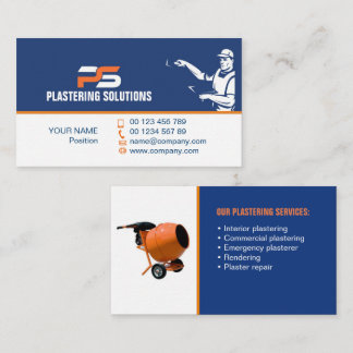 Tarjeta De Visita Concrete & Plastering Contractor Business Card 