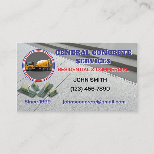 Tarjeta De Visita Concrete Service Business Card (Anverso)