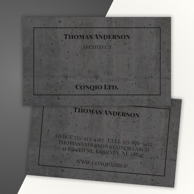 Tarjeta De Visita Concreto moderno negro y gris (Subido por el creador)